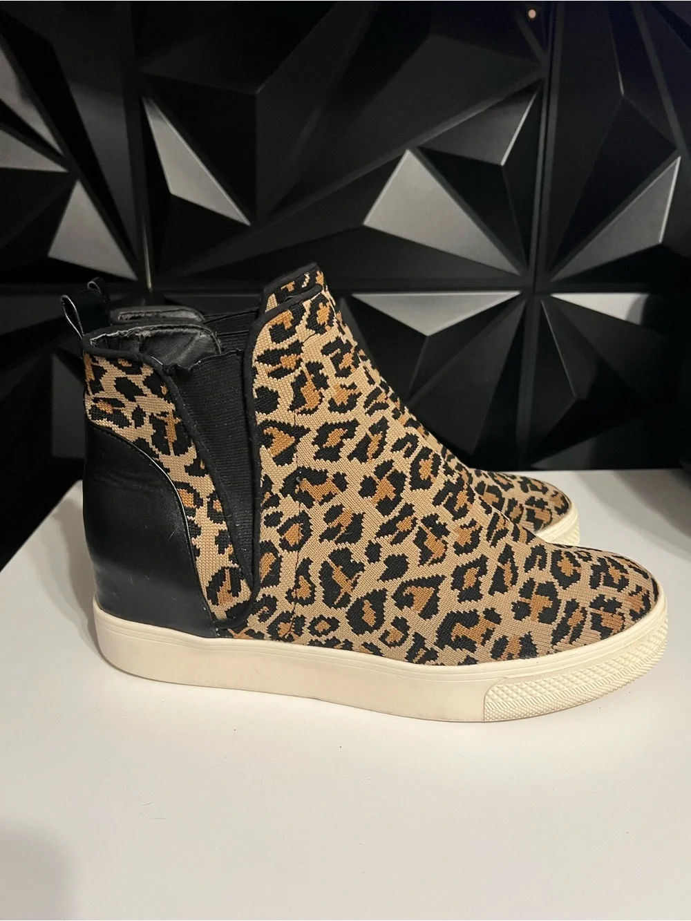 Steve Madden Leopard Print Slip-On Wedge Sneakers - Tan/Black